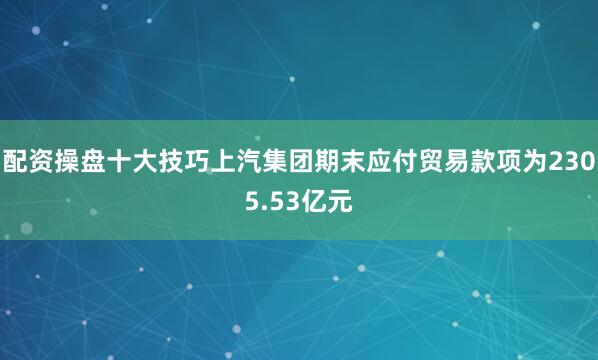 配资操盘十大技巧上汽集团期末应付贸易款项为2305.53亿元